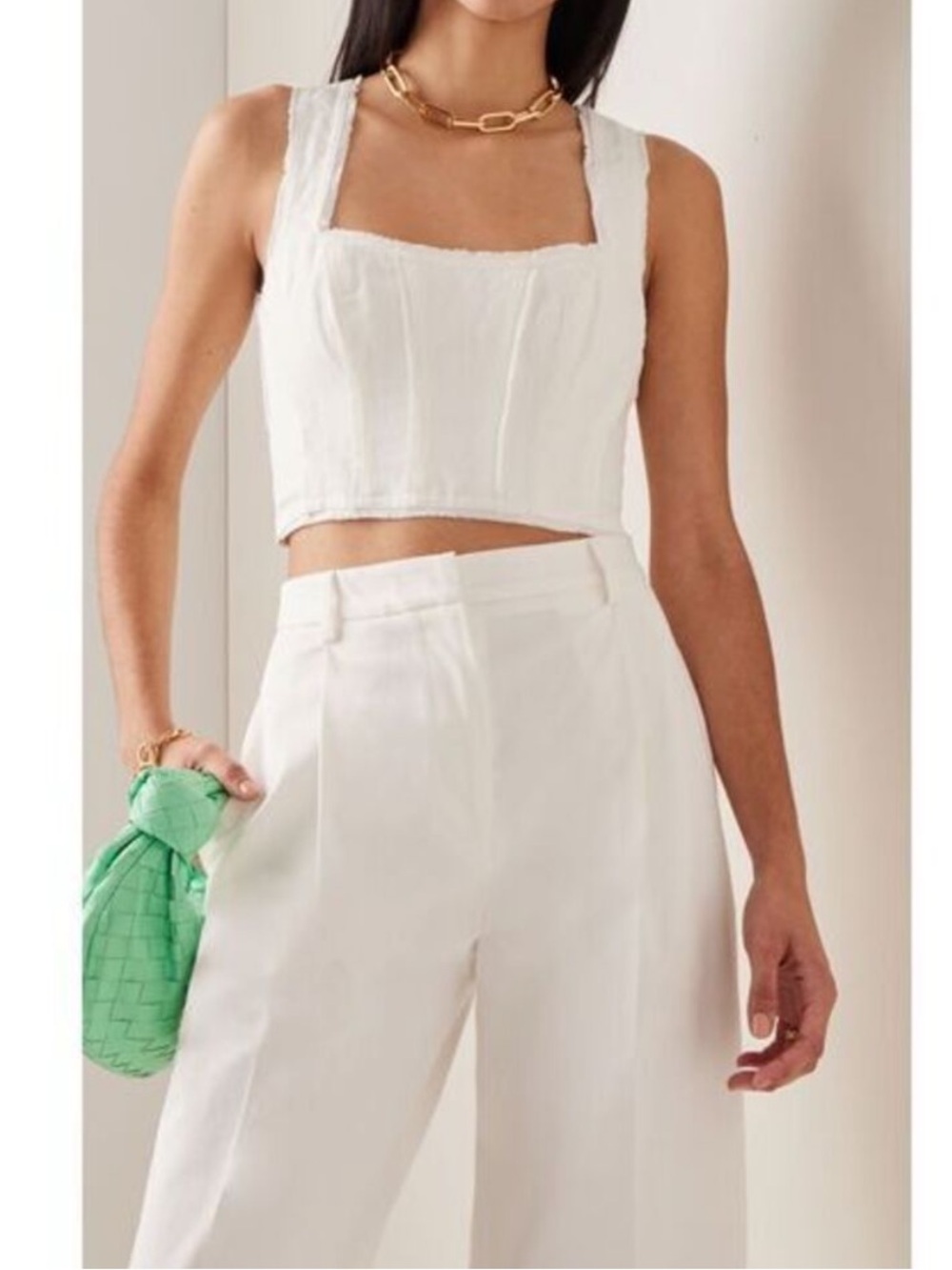 AJE. Top Radiance Corset Sculptural Crop Top in Ivory White